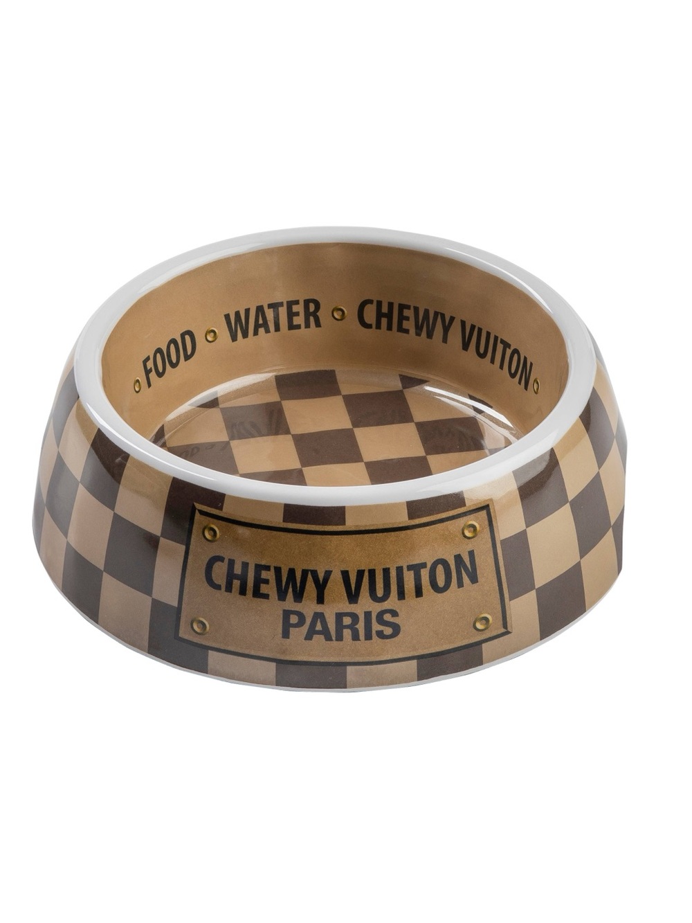 Haute Diggity Dog Checker Chewy Vuiton Small Dog Bowl